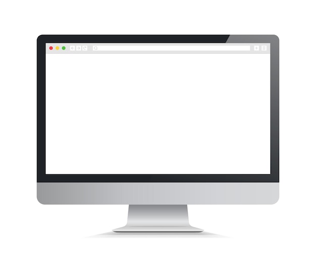 Web browser layout on computer screen Computer monitor isolated on white background Vector illustrationxA