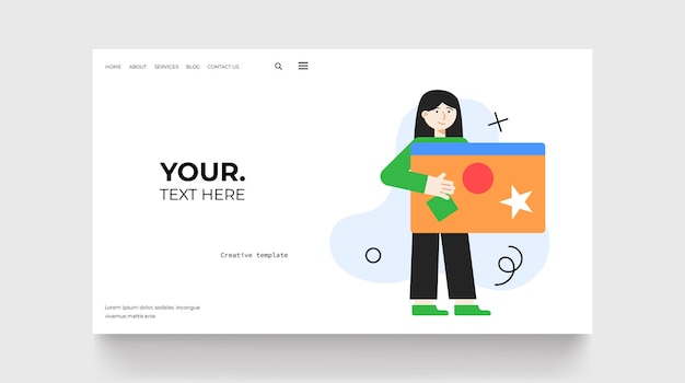 Web design concept landing page Woman with web page Vector illustration