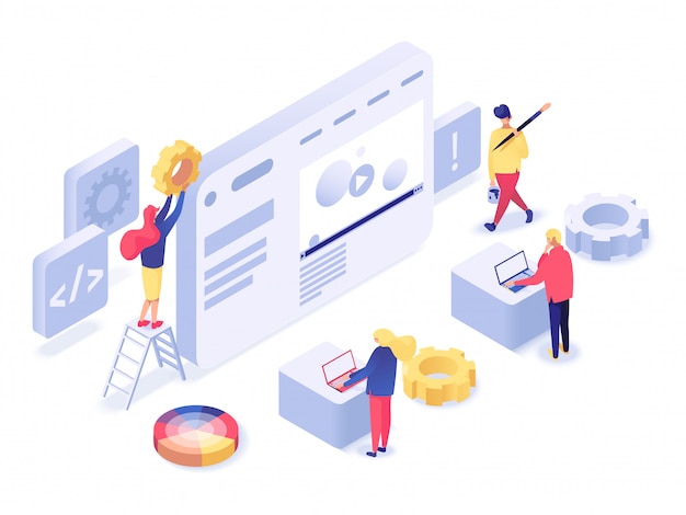 Web design and development isometric 