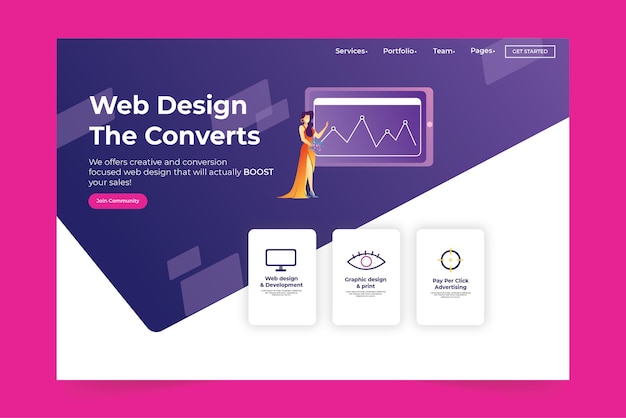 Web design landing page template Premium Vector