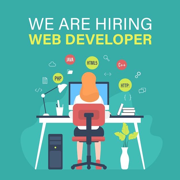 Web developer job vacancy with female programmer