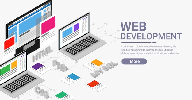 Web development isometric banner