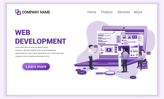 Vector web development programmers  landing page