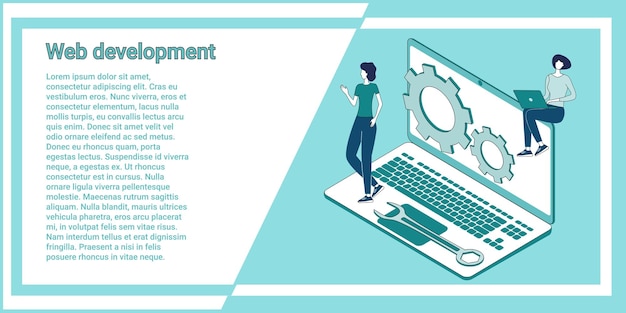 Web development Software development People on the background of a laptop