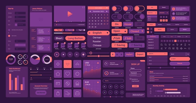 Web elements Ui layout symbols interface icons dividers buttons frames navigation arrows user design kit garish vector templates collection