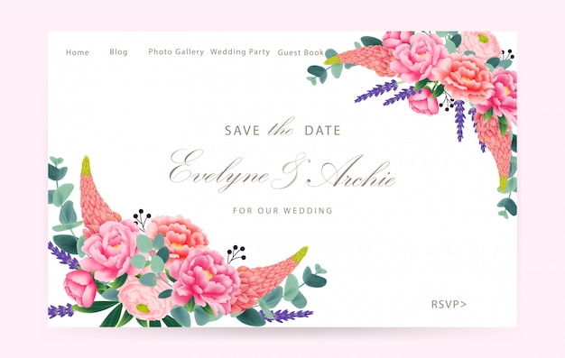 web floral wedding invitation  