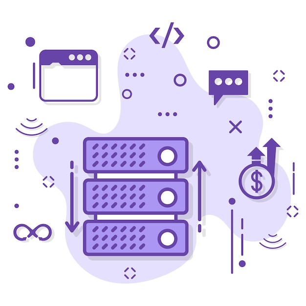 Web Hosting and Data Center Stock illustration Machine Transmission Sign, server rack machine vector