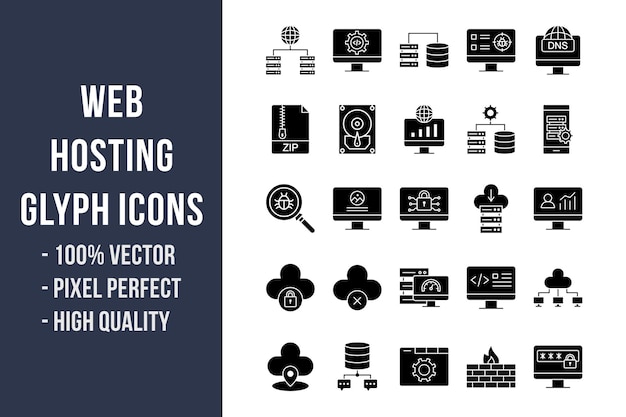 Web Hosting Glyph Icons