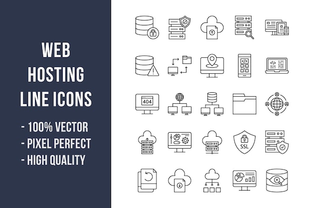 Web Hosting Line Icons