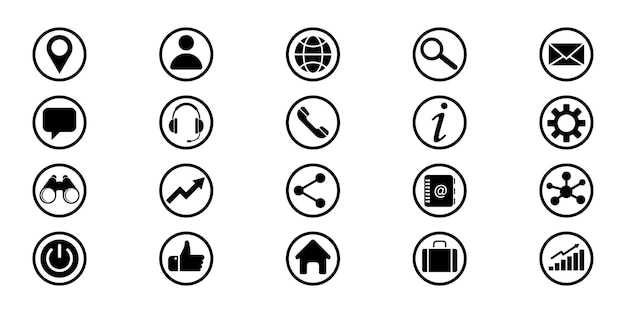 Web icons set for site design. Communication, information, message, telephone, home icons vector.