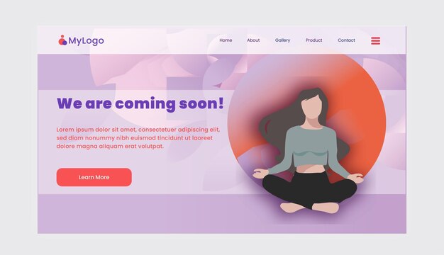 Vector web landingpage yoga coming soon