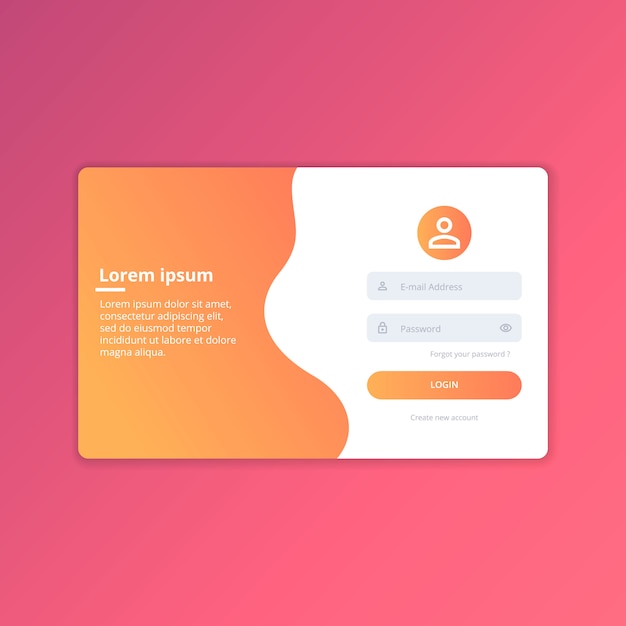 web login ui design template vector