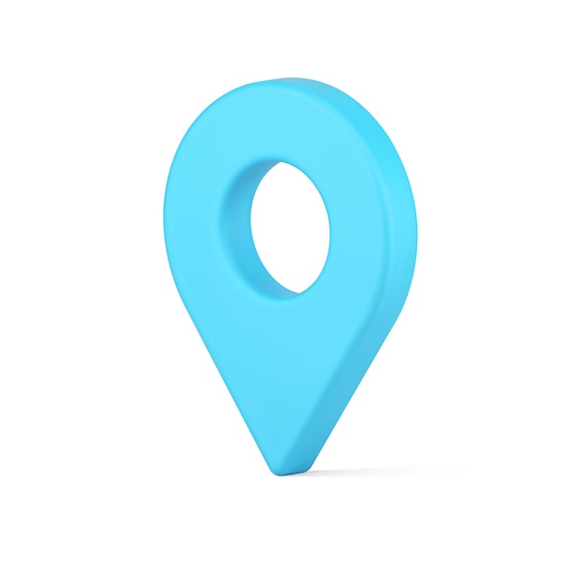 Web map marker 3d icon Blue volumetric navigation symbol with target location