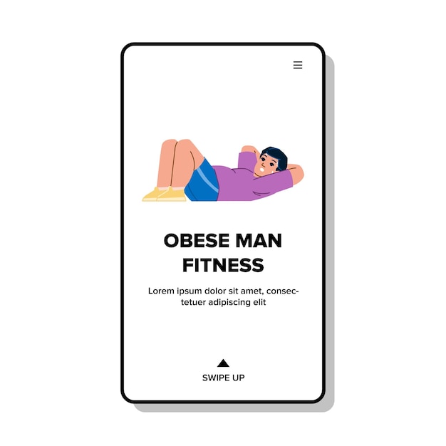 web obese man fitness vector flat fat weight overweight health obesity web obese man fitness web flat cartoon illustration