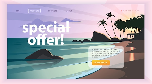 Web page design template landing page interface Landscape vector illustration