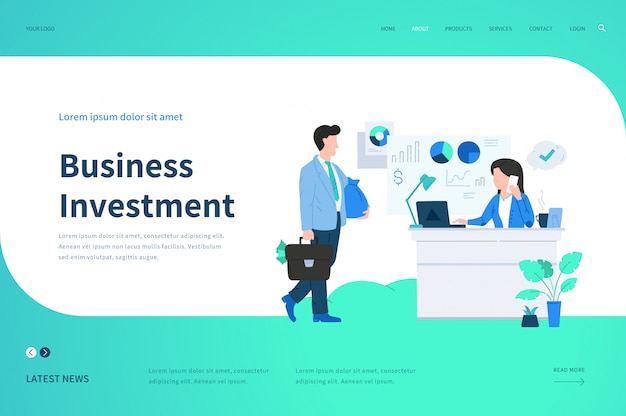 Web page  templates for Business Investment. Modern  illustration concept for website.