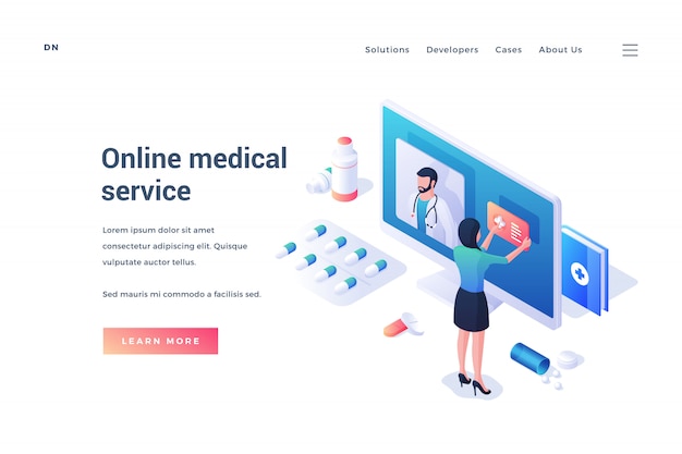 Web page with promotion of online medical service on Internet