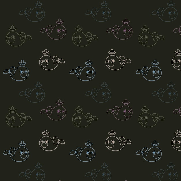 Web Pattern for children Abstraction with whales On a dark background