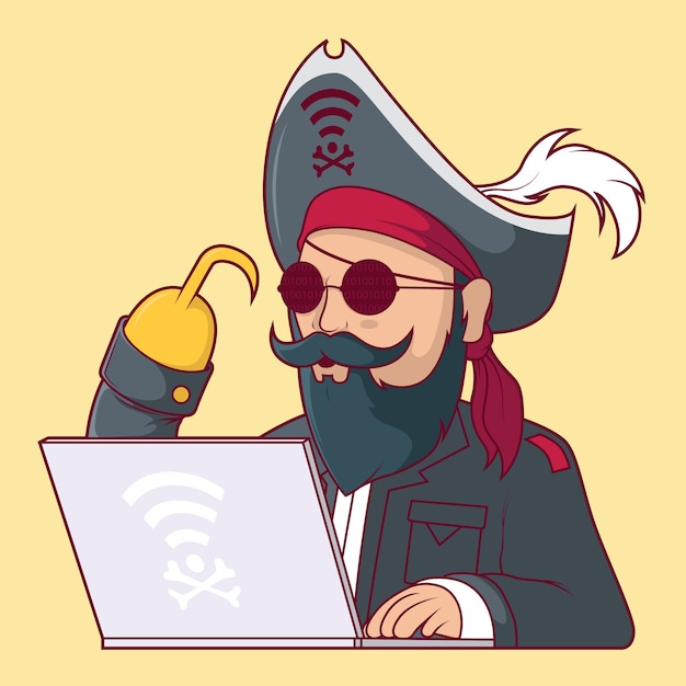 Web Pirate character illustration.