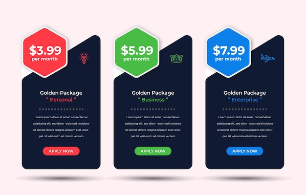 Web pricing table design for business, Pricing table design, Table price comparison