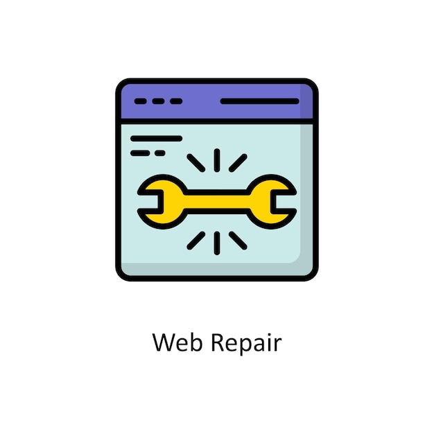 Web Repair Vector Filled Outline Icon Design illustration