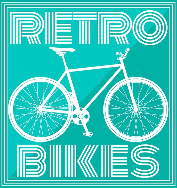 Web retro poster with bicycle in pink tone. vector illustration.