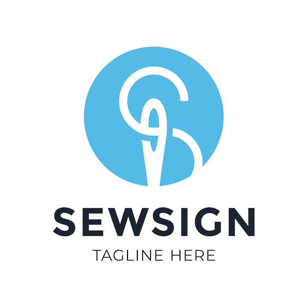 Web Sewing logo with Initial letter S and needle thread. Abstract Initial Letter S Tailor logotype, thread and needle combination in line style , Flat Logo Design Template, vector illustration