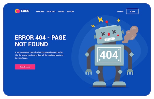 Web site error 404 with a broken robot.