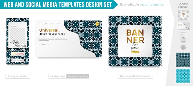 Web and social media templates design set