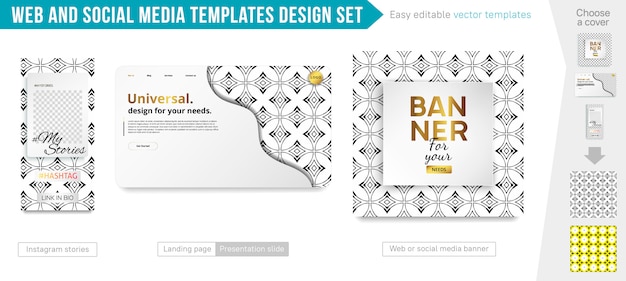 Web and social media templates design set