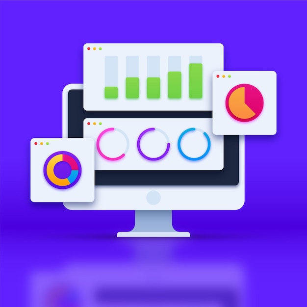 Web statistics analytic charts on computer screen