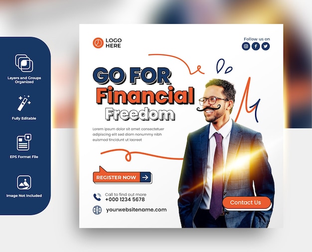 Webinar business finantcial freedom social media cover banner post template design