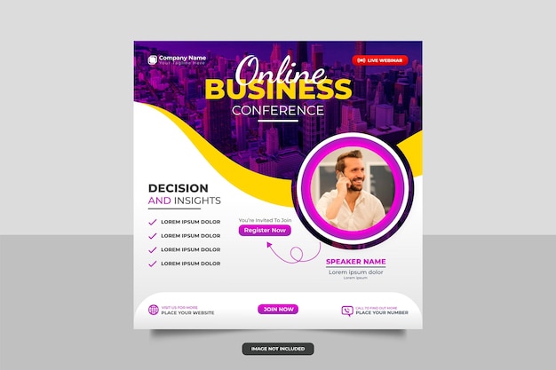 Webinar Social Media post template. Modern banner with abstract gradient. Suitable for social media