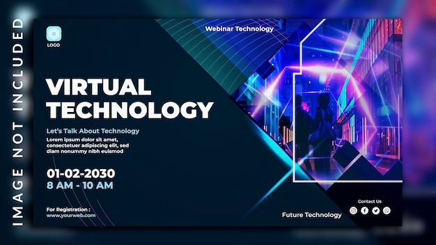 Webinar virtual technology and futuristic metaverse conference horizontal vertical illustrated banner design