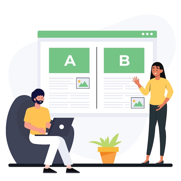 Website AB Testing concept with people