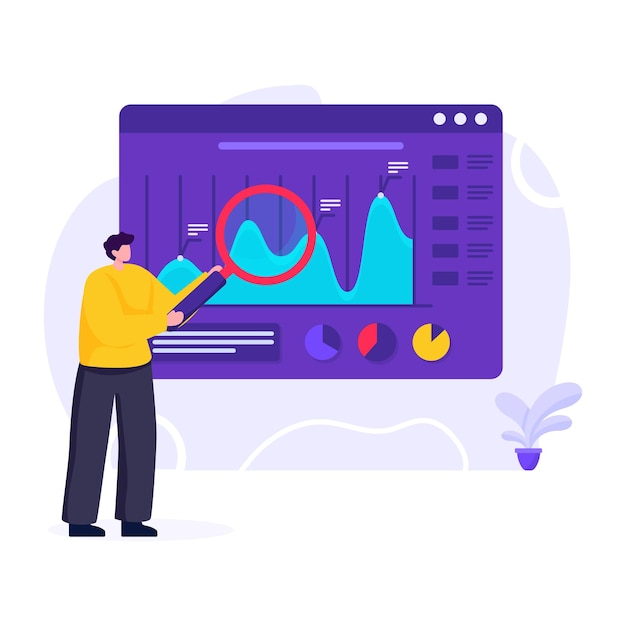 Website analysis in flat illustration design