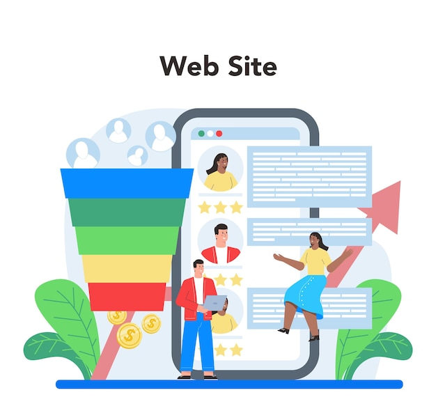 Website analyst online service or platform Web page improvement for business promotion and optimization Website Isolated flat illustration