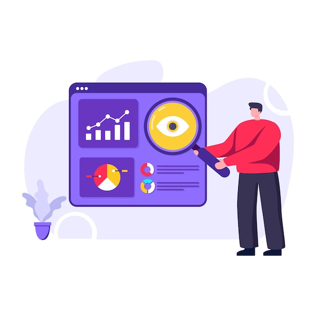 Website analytics flat illustration editable vector