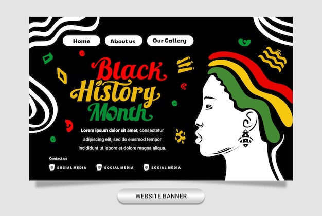 Website banner design with handwritten title black history month premium illustration