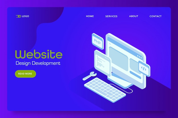 Website development isometric banner