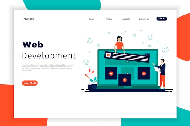 Vector website development landing page templates with people