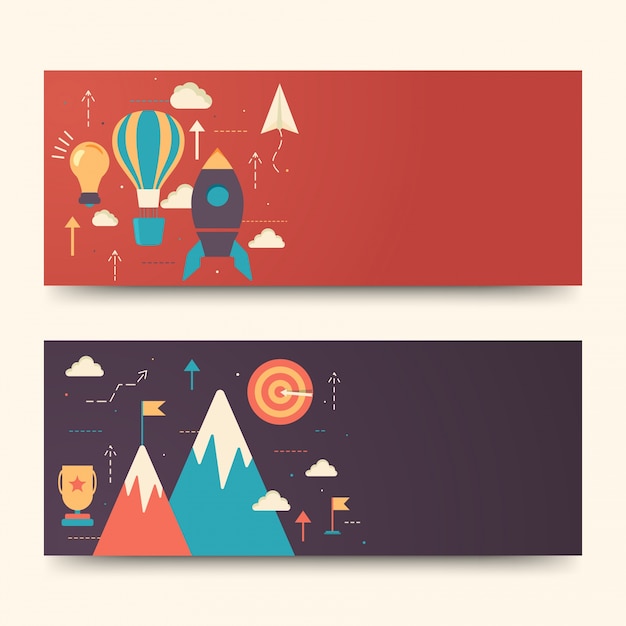 Website headers or banners design with infographics design.