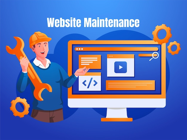 Website is Under Construction concept A team Fixing web system updating the server by developers