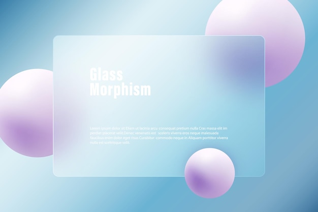 website landing page template in glass morphism style Frosted glass partition with floating sphere