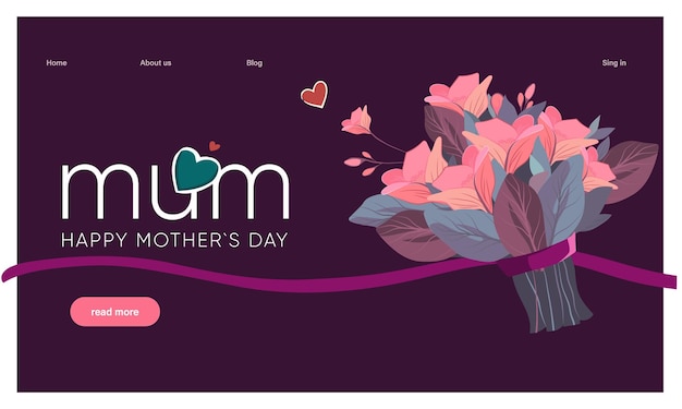 A website for mother's day with flowers and a message for mother's day.