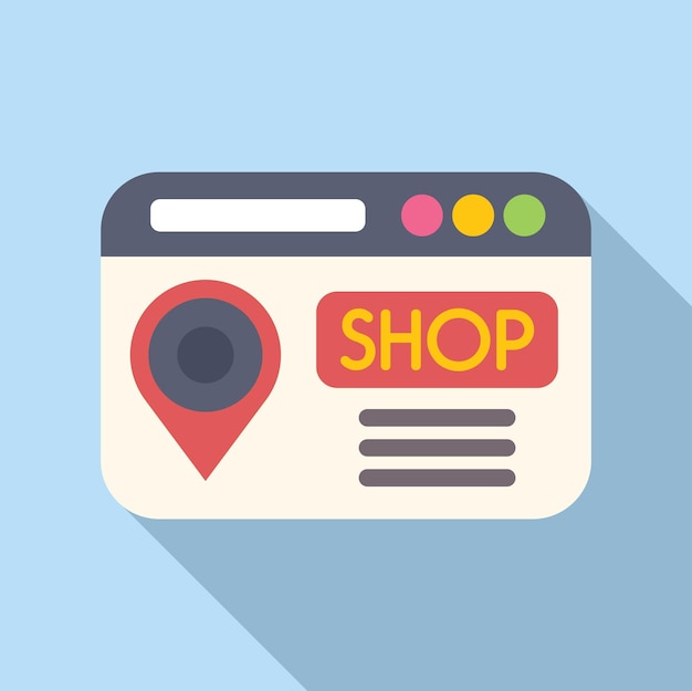 Website store locator icon flat vector Shop online