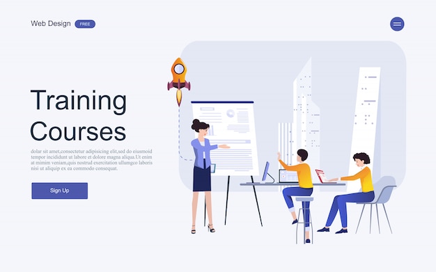 Website template concept for online education, training and courses.