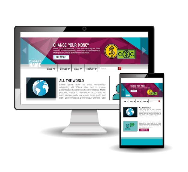 Website template in electronic devices 