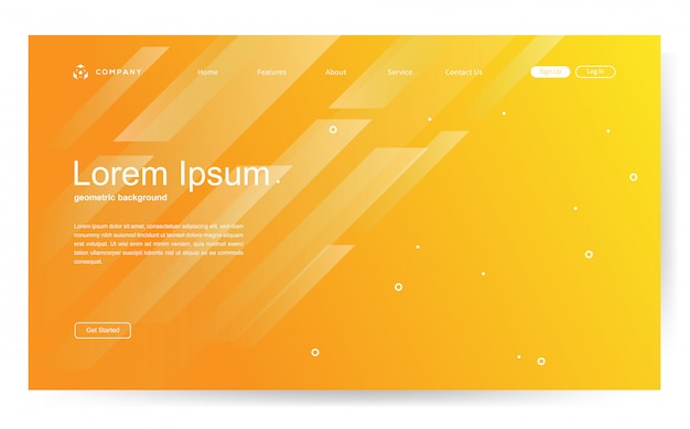 Website template with geometric shape background 