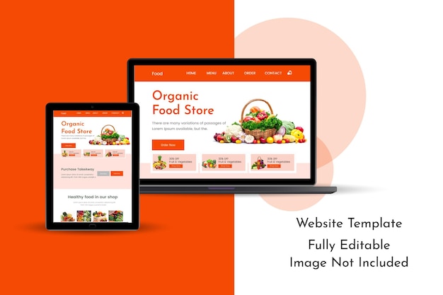 Vector a website that says organic food store on it